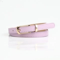 Slim light purple PU leather belt with gold rectangular buckle for dresses and sweaters - Purple