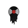 Melting vinyl record enamel pin in black and red, unique skull finger music lapel badge - Melting Vinyl Record