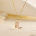 Collier minimaliste avec pendentif botte de cow-boy rose en cuivre doré pour femme - Rose