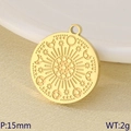 15mm goldener Anhänger mit Sonne Mond und Sternen aus Edelstahl für DIY-Schmuck - Sonne Mond Sterne Gravierte Runde Stil (KLJ9553-ZLA)