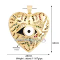 Golden heart-shaped Evil Eye pendant with colorful zircon stones and lucky charm detail - Gold Heart Evil Eye / Bright Yellow