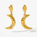 Orecchini a mezzaluna in oro testurizzato con zirconi in stile vintage - Oro Zircone Bianco