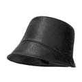 Sombrero de pescador clásico de cuero PU negro con textura natural y ala estructurada - M (56-58cm) / Negro