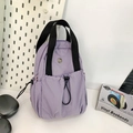 Mini mochila y bolso bandolera ligero lavanda con bolsillos de doble cordón frontal - Púrpura Taro