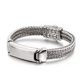 Woven titanium steel dragon bone chain bracelet with polished engravable bar for men - All Steel Woven Style (KB121927-BDJX)