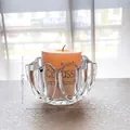 Minimalistische 8-beads bloem glazen kandelaar van dik transparant glas - 8-Kraal Bloemmond Glas Kaarshouder