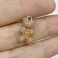 Ciondolo a forma di orsetto con zirconi arancioni e base in argento per gioielli DIY - Argento Zirconia Arancione
