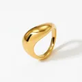Irregular waterdrop ring in 18K gold plated stainless steel with high polish finish - US 7 / Gold Asymmetric Drop Face (B517)