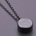 Black stainless steel locket necklace with clear glass window and secure screw closure - Inner Diameter 10mm / Black