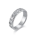 Elegante anello in acciaio inossidabile argento con incisioni dettagliate di foglie di alloro - US 5 / Color Acciaio