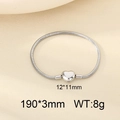 Silver snake chain bracelet featuring a 12x11mm heart clasp and 3mm spiral texture band - Silver Heart Clasp (KB207089-CALY)