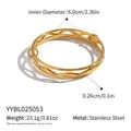 Macro shot of gold stainless steel wavy bangle showing double line weave and dimensions - Gold Wave 3-in-1 Bangle Set(YYBL025053)
