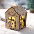 Lighted wooden Christmas house ornament with snowman silhouette and warm LED, 8cm height - Small Cabin Christmas Snowman