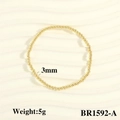 Pulsera elástica de cuentas de 3mm bañada en oro de 18K con acabado de metal pulido - 3mm / Dorado