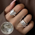 Minimalist S925 silver irregular heart ring and double layered texture band on hand - Heart-shaped Irregular Hammered