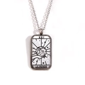 Collana in acciaio inox argento con ciondolo rettangolare tarocchi carta Le Monde - Il Mondo Argento