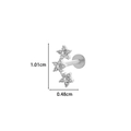 Silver stainless steel labret stud featuring three clear zircon flower designs - Triple Flower Row / Silver