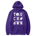 Fleece lined deep purple hoodie featuring white Touchdown graphic and front pocket - Deep Purple-Touchdown