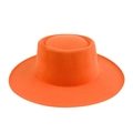Sombrero fedora de fieltro de lana naranja brillante de ala plana estilo británico - M (56-58cm) / Naranja