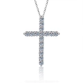 Pendentif croix en moissanite sur collier en argent 925 avec pierres brillantes - Style Croix Moissanite / Argent 925 / Or Blanc