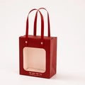 Deep red gift bag with transparent window and golden The Best For You text - Burgundy (Plain Bag)