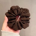 Large dark brown scrunchie with textured bubble fabric in Japanese minimalist style - Dark Brown