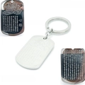 Silver stainless steel lotus keychain featuring engraved Buddhist scripture and heart sutra - Heart Sutra Lotus Style (KY1146-Z)