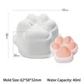 Moule en silicone patte de chat avec dimensions et exemple de produit fini rose - Patte de chat unique-1