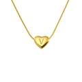 Gold titanium steel snake chain necklace with a heart pendant engraved with the letter V - Letter U (Snake Chain)