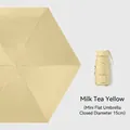 Mini flat folding sun umbrella in milk tea yellow, compact 15cm size for travel - No Box / Milk Tea Yellow