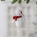 White plush snowman ornament with red knit hat and scarf for Christmas decor - Snowman No. 3 (Red & White Hat)