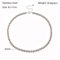 Collana classica in acciaio inossidabile bicolore con perle da 6 mm oro e argento - 6mm / combinazione color oro e argento