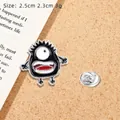 Spilla mostro monocolo in smalto nero con bocca rossa, dimensioni di 2,5 cm - Mostro con un occhio solo