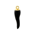 Minimalist black chili pepper cornicello pendant with polished golden ring clasp - Black