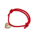 Adjustable red rope bracelet featuring a gold heart charm with micro-set zircon evil eye - Red Pink White Zircon Heart