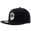 Classic black snapback baseball cap with white beard and sunglasses man embroidery detail - Black (05)