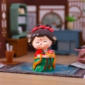 Q-style Tang dynasty girl figurine in red and green hanfu holding a flower basket - Chang'an Lychee - Large (1056-20)
