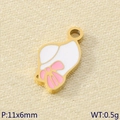 Goldener Fächer-Muschelanhänger mit weißem und rosa Emaille-Detail für DIY-Schmuck - Muschel/Fächer-Stil (KLJ9601-ZLA) / Weiß/Rosa