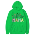 Bright green Mama Est 2025 Coquette hoodie featuring colorful floral MAMA lettering - Fruit Green