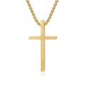 Minimalist gold matte stainless steel cross pendant necklace with a sleek square box chain - Gold With 60cm Chain