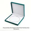 Peacock blue velvet necklace box with 19x19x4cm size for jewelry storage and display - Square Corner Velvet/19x19x4cm / Teal