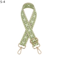 Detail of adjustable beige and green geometric fabric strap with gold metal hooks - Gold Buckle / S-4 Light Green