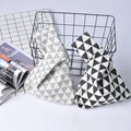 Japanese style triangle canvas wrist bag with geometric patterns in black and grey - Grey Triangle