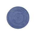 Nordic blue circular woven placemat with textured concentric cotton ramie fiber pattern - Dark Blue