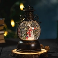 Lanterna di Natale vintage in bronzo con pupazzo di neve e albero decorativo - Pupazzo di neve