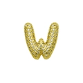 Detailed view of golden 26 letter W charm with micro-pave white zircon crystals - English Letter W (DB241107-W)