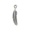 Silver vintage feather pendant in zinc alloy for DIY necklaces and jewelry making - 1Pc Small Feather (5x22mm)