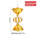 Gold and white striped candy Christmas ornament with PVC plating and glitter finish - Electroplated Gold Medium Striped Candy