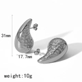 Silver hollow teardrop earrings in 18k gold style with hammered texture and dimensions - Silver Hammered Teardrop Style (TE6678-S)