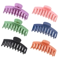 Set of six large matte hair claw clips in various colors for thick hair grip - 6-Piece Set